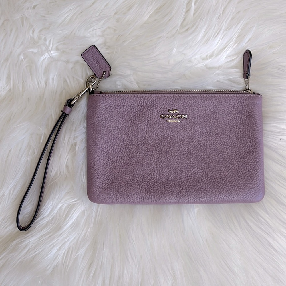 Coach Pebble Leather Wristlet approx 7.5” length